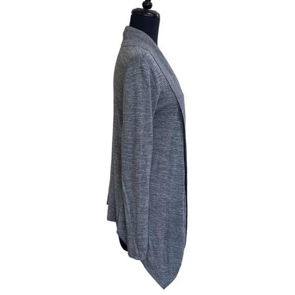 Cache’ Gray Silver Metallic Cardigan Sweater Sz M High Low Hemline Shimmer - Picture 6 of 14